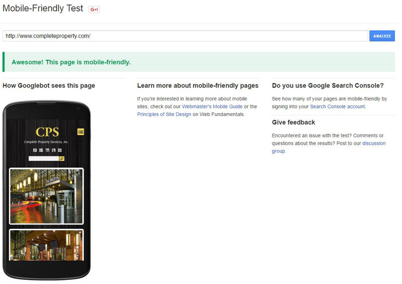 Complete Property Mobile Friendly Test Results